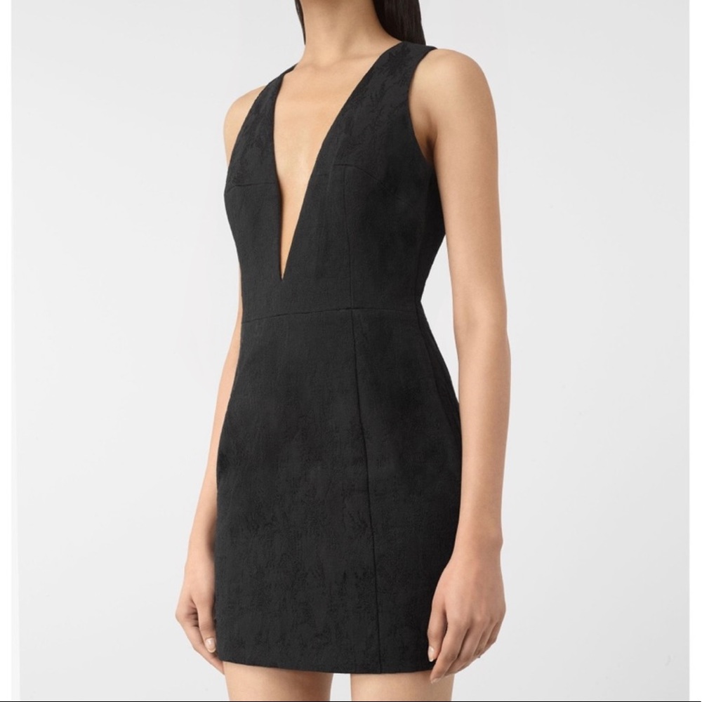 All Saints Dalea Black Jacquard Mini Dress